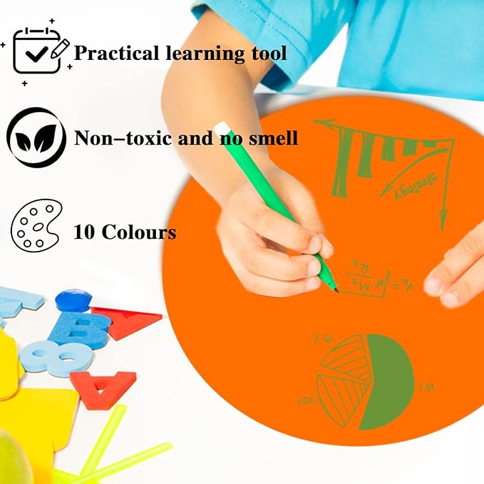10 Pcs 11 Inch Dry Erase Dots Circles,Whiteboard Marker Removable Vinyl Stickers,Spots Wall Decals for Classroom,Drills and Training School Teaching Progress(10 Colors)