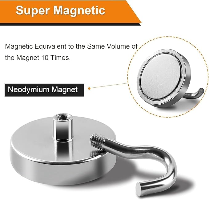 DIYMAG Outdoor Hooks for Hanging String Lights, Magnetic Hooks Strong 118lbs+ Hanging Party Light Wall Cable 2025 Cruise Cabin Ship Essentials Heavy Duty Strong Magnets for Outside Grill 16PCS