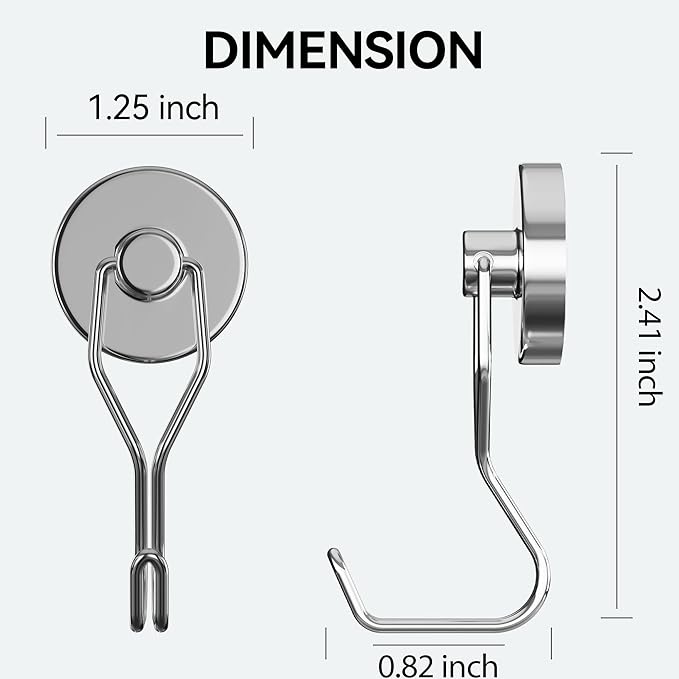 Tohoer Magnetic Hooks, 100LBS Neodymium Magnets Hook Heavy Duty with Rust Proof for Fridge, Refrigerator, Oven, Grill, BBQ, Key, Tools Holder, Kitchen, Outdoor, Hanging Wreaths, Utensil Hangers