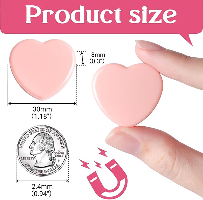 ZDZBLX 20PCS Pink Heart Fridge Magnets - Small Strong Magnets, Heavy Duty Refrigerator Magnets for Whiteboard School Crafts Lockers, Decorative Cute Mini Magnet for Kitchen Office Classroom (2 Colors)