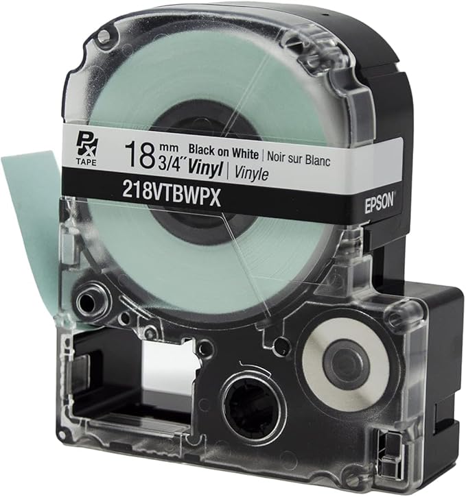 Epson LABELWORKS 224VTBWPX-5PK Genuine Tape Cartridge - 5 Unit Pack of Black on White Flexible and Durable Vinyl Industrial Label Maker Tape - 1" (24MM) Wide, 22.9 ft - 5 Pack