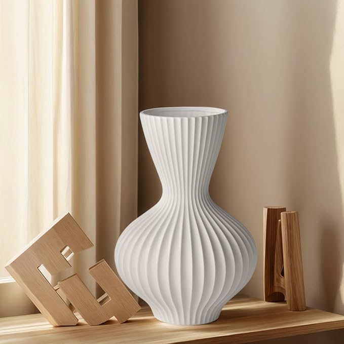RONDURE 11.6" Modern Ceramic Table Lamp, Modern Bedside Lamps for Bedroom, Living Room and Nightstand, White Translucent Ceramic Shade, Warm Ambient Lighting, Home Decor