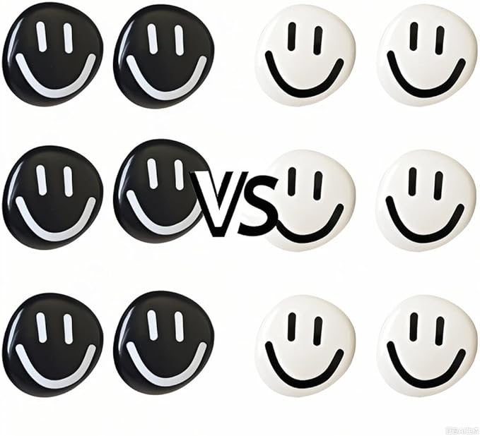 12Pcs Fridge Magnets - Smiley Face Cute Refrigerator Magnets - Colorful Decorative Small Magnets for Whiteboard Locker Cabinet - Classroom Kitchen Office Decor (3mm/Black&White)