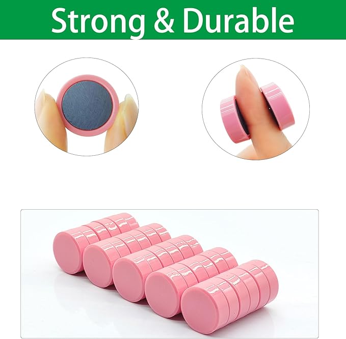 ZDZBLX 30 Pack Strong Fridge Magnets, Heavy Duty Round Refrigerator Magnets, Small Whiteboard Magnets for Fridge, Locker, Crafts, Kitchen, Office, Classroom, Mini Cute Magnet for Home & School (Pink)