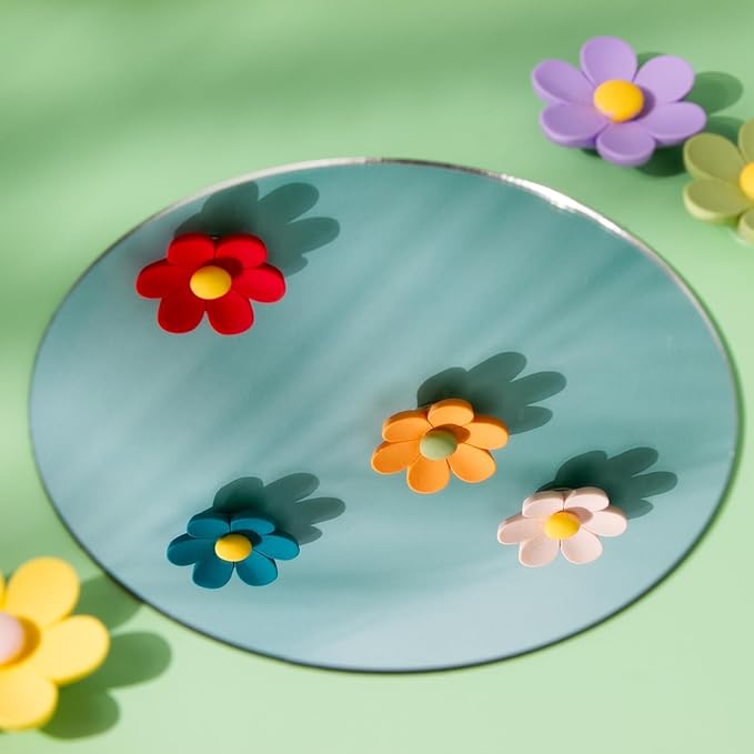 Large 3D Flower Cute Fridge Magnets for Locker, Colorful Strong Decorative Funny Refrigerator Magnets for Whiteboard, Kitchen, and Office (Large & 12 Colors)