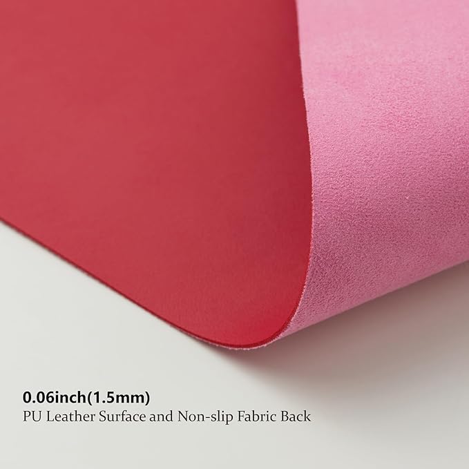 Large Desk Mat - 47.2"x 17" Non-Slip PU Desk Pad for Office and Home - Ideal for Large Mouse Pad and Desk Mats on Top of Desks(Rose Red)