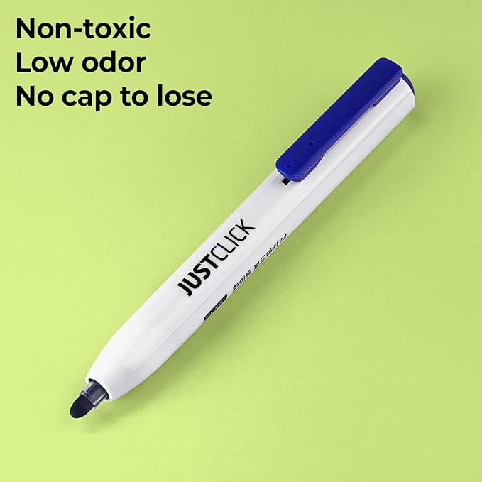 carrotez Retractable Dry Erase Markers, Click Dry Erase Whiteboard Markers, Bullet Tip, Thin Barrel, 12 Count, Blue