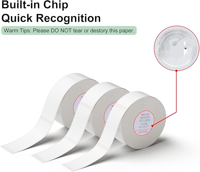 D11 D110 D101 Label Tapes, 6 Rolls 0.59" x 1.96"(15x50mm) Adapted for Niimbot D11/D110/D101 Label Print Paper, D11 Thermal Sticker Paper Waterproof Self Adhesive D110 Labeling Tape(White)