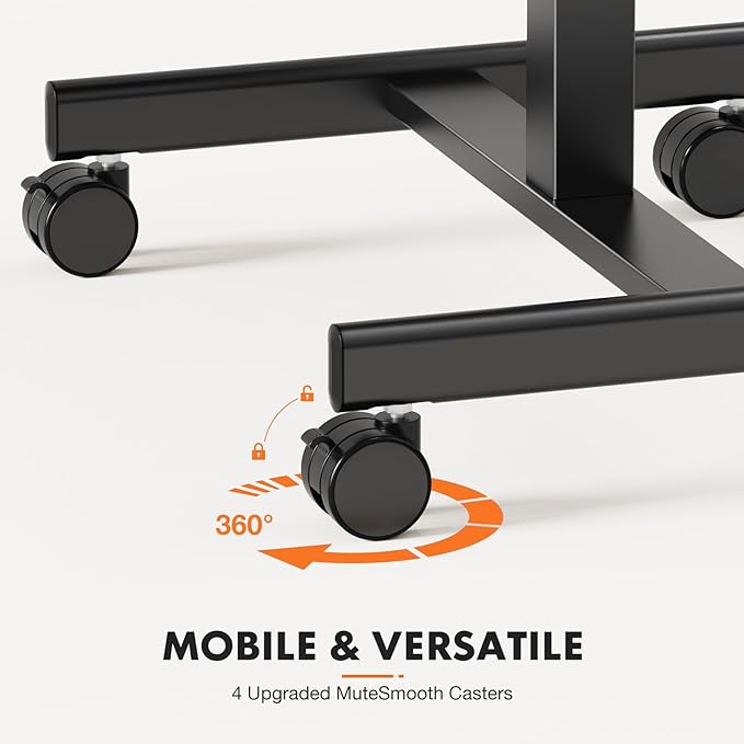 Sweetcrispy Mobile Small Standing Desk - Sit Stand Portable Rolling Laptop Desk with Lockable Wheels, Adjustable Height Computer Workstations, Modern Black