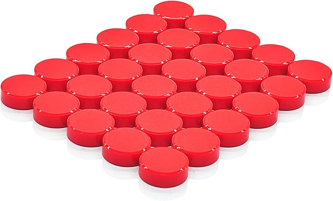 Fridge Magnets, 30 Pcs Strong Refrigerator Magnets, Heavy Duty Round Small Magnets for Whiteboard Fridge Locker Craft, Decorative Cute Mini Magnet for School Classroom Office Kitchen Home (Red)