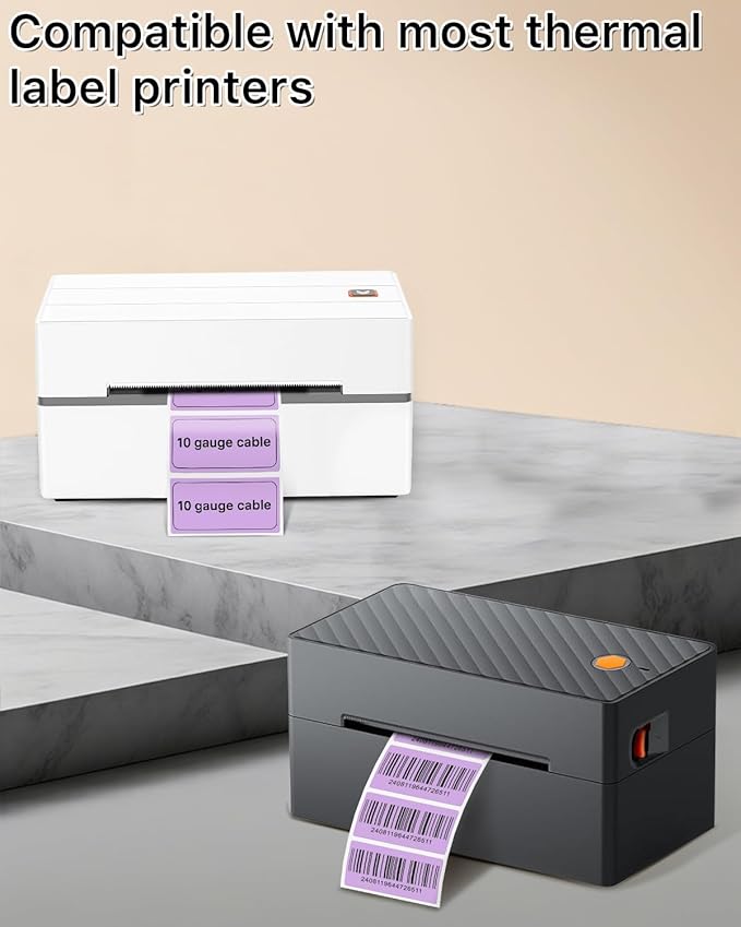 iEager 2x1 Inch Thermal Labels, Purple Rectangle Thermal Printer Stickers, Durable Shipping Label Printer Sticker for Barcode, Name, Address, 1000 Labels/Roll