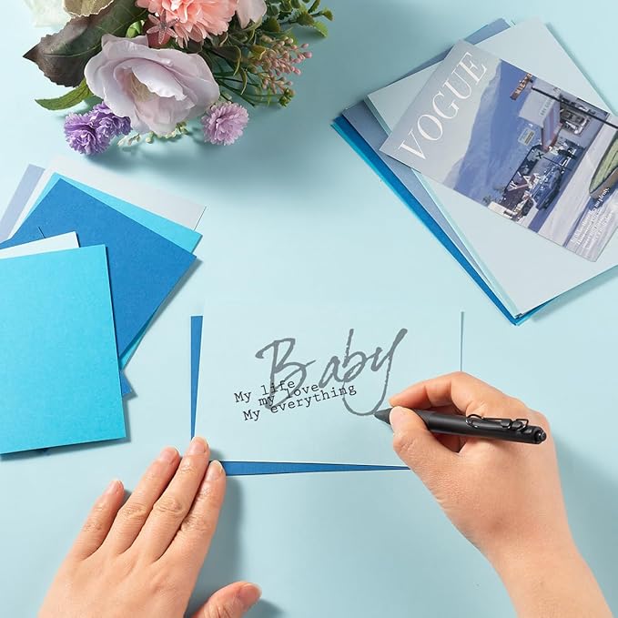 50 Sheets Small Colored Cardstock Paper 5 Colors, 250 GSM Heavy Card Stock for DIY Art Projects, Cards (Blue, 3x5)
