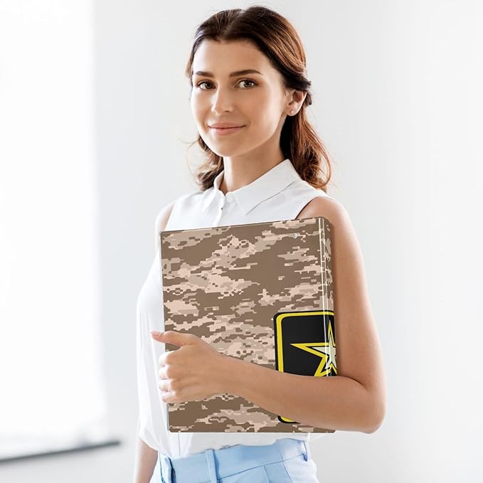 Camo Army USA Decorative 3 Ring Binder 1.5 Inch Large View Binders with Pockets Holds 200 Sheets File Organizer for Office College School, 2 Pack