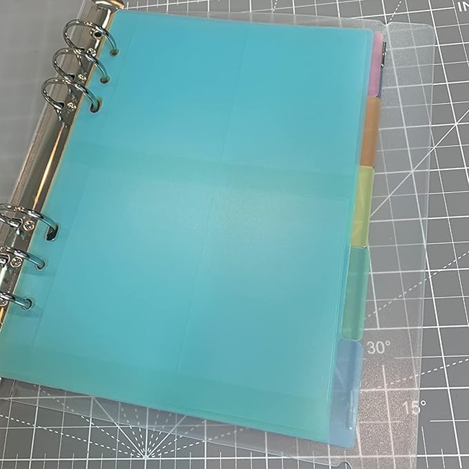 6PCS A5 6 Ring Binder Cover Clean Transparent Soft PVC Tab Dividers for Binders Tab Binder Dividers for 2/3/4/6Ring Binders Refillable Notebook Shell withMatte surfaceforStamp & Die Storage