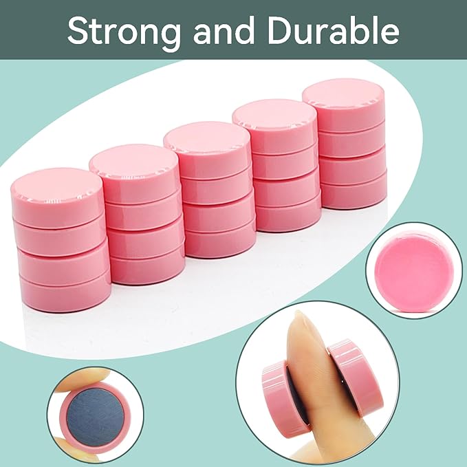 Fridge Magnets, 30 Pack Strong Small Refrigerator Magnets, Heavy Duty Cute Mini Whiteboard Round Magnets for Locker, Office, Classroom, Kitchen, Pink
