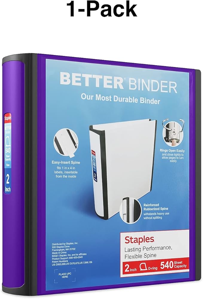 Staples Better Binder, 2-Inch, Purple