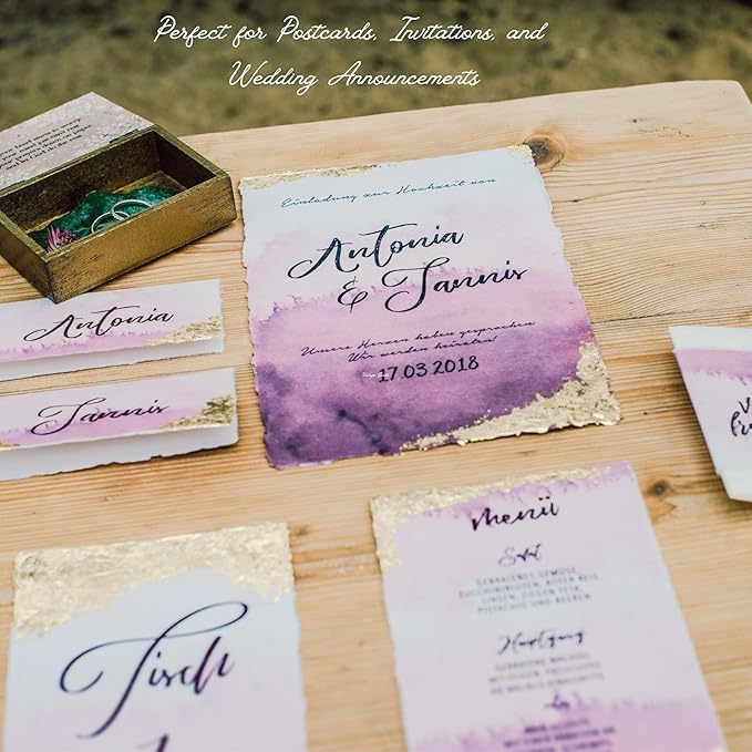 Handmade Cotton Paper with Deckle Edge Recycled Cotton Rag Mixed Media Card Stock for Postcards, Invitations, Crafts and Announcements (5x7 inch B6, 150gsm, 50 Pack)