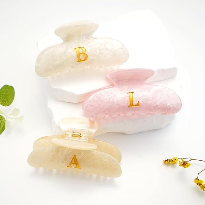 Initial Cute Hair Clips - Pink Letter Elegant Hair Claw Clips, Glitter Claw Clips Durable Hair Clips, Wedding Gift, Bridesmaid Gifts, Birthday Gifts, Christmas Gift, Letter S