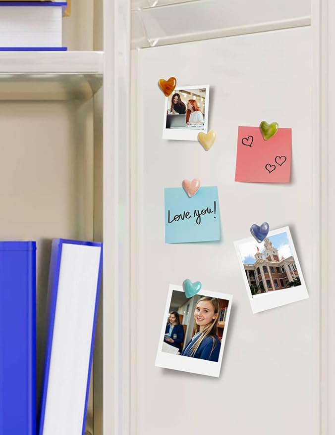 Mymazn 12Pcs Fridge Magnets Cute Refrigerator Magnet, Colorful Magnets for Whiteboard Cabinet Locker, Heart Decorative Magnets for Classroom Kitchen Office
