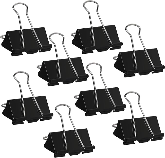 Medium Binder Clips 1.6 Inch (60 Pack), Large Binder Clips Medium Paper Clamps for Office and Home Supplies, Black