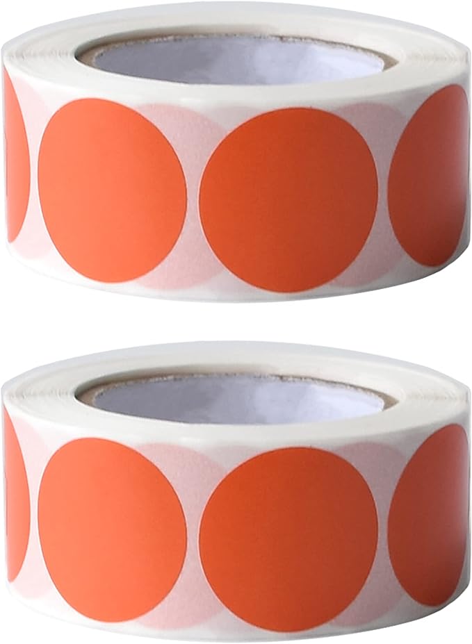 1000 Pieces 1 Inch Round Color Coding Labels Writable Circle Dot Labels Self Adhesive Color Round Stickers for Inventory Home Organize, File Classification(2 Rolls, Orange)