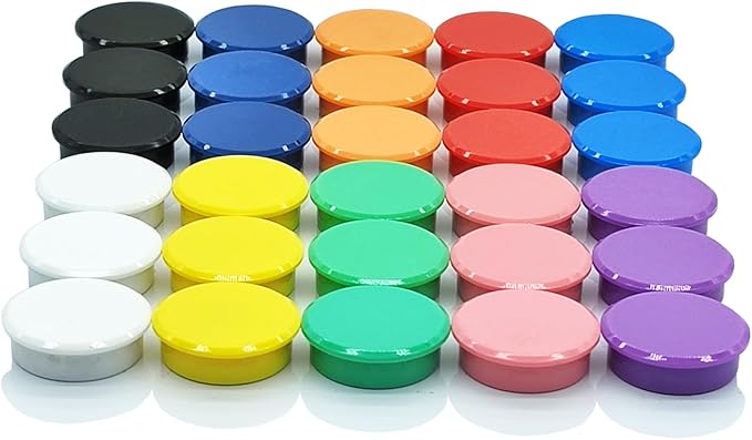 ZDZBLX Fridge Magnets, Heavy Duty Strong Refrigerator Magnets for Whiteboard Locker, 30 Pack Decorative Round Magnets in 10 Colors, Cute Colored Magnet for Fridge, Office, Kitchen, Classroom, Home
