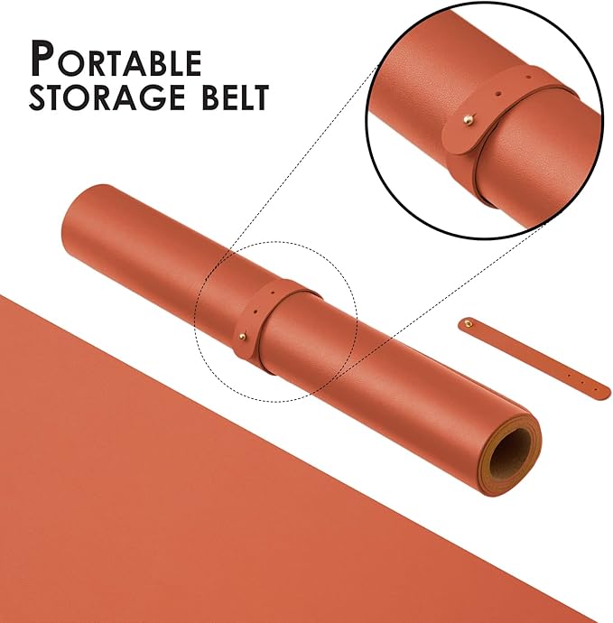 Cork Desk Mat - Dual-Sided Desk Pad for Office and Home - Desk Organization and Accessories - Ideal for Large Mouse Pad and Desk Mats on Top of Desks(Orange,27.6"x 13.8")
