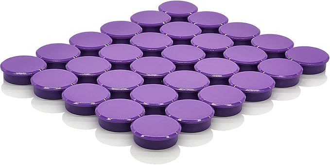 ZDZBLX Fridge Magnets, 30pcs Strong Refrigerator Magnets, Heavy Duty Small Magnets for Whiteboard, Office, Classroom, Lockers, Maps, DIY Crafts - Cute Mini Round Magnet for Fridge, Kitchen (Purple)