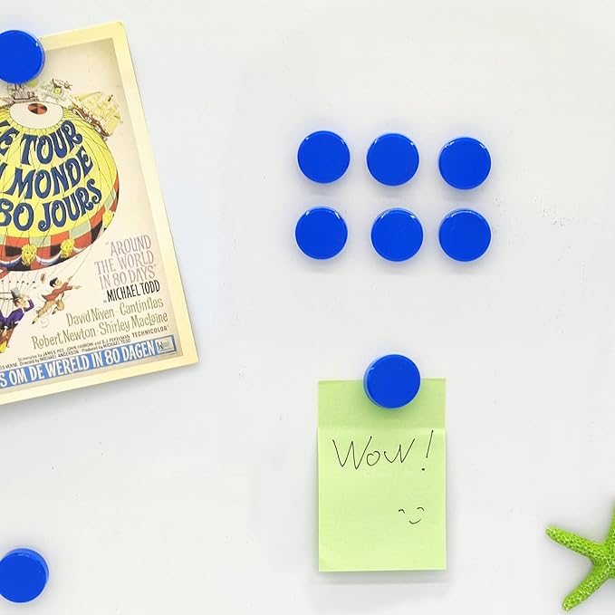 ZDZBLX 30 Pack Strong Fridge Magnets, Heavy Duty Round Refrigerator Magnets, Small Whiteboard Magnets for Fridge, Locker, Crafts, Kitchen, Office, Classroom, Mini Cute Magnet for Home & School (Blue)