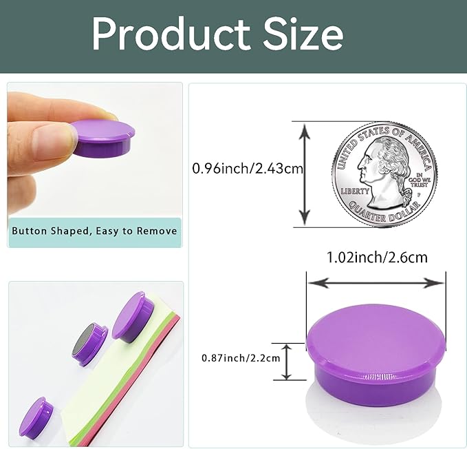 Fridge Magnets, 30 PCS, Round, Plastic, Strong, Cute, Mini, Decorative, for Fridge, Locker, Classroom, Office
