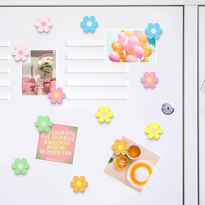 MORCART 30PCS Fridge Magnets, Flower Refrigerator Magnets Decoration for Locker Whiteboard Decorative Magnetic Board Cabinets Classroom Office Cubicle School Cute