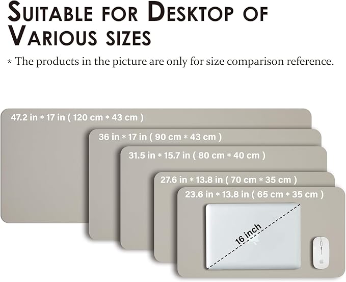 Leather Desk Mat - Non-Slip PU Desk Pad for Office and Home - Desk Organization and Accessories - Ideal for Large Mouse Pad and Desk Mats on Top of Desks (Light Gray,27.6"x 13.8")