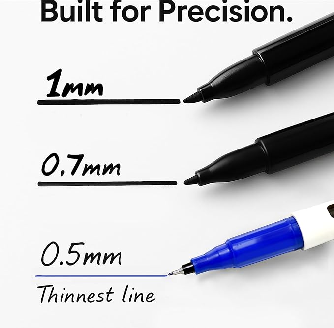 Ultra Fine Dry Erase Markers – 0.5mm Tip, 8 Pack – For Precise Writing in Tight Spaces – Whiteboard Markers for Planner, Calendar, Office, School – Low Odor