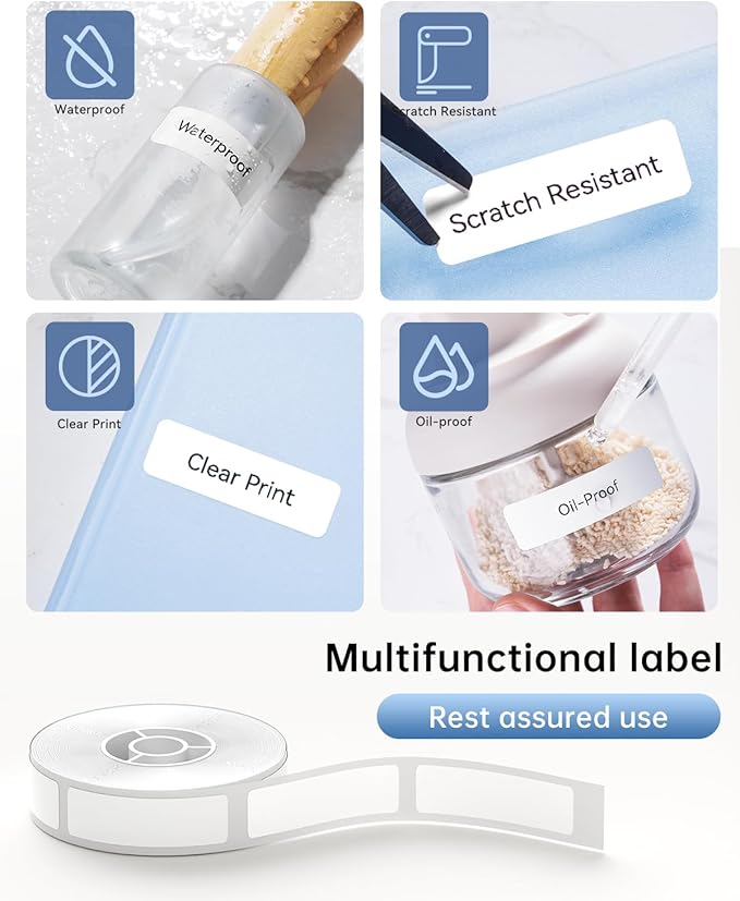 NIIMBOT D110 Label Maker Tape Adhesive White Label Paper 0.47" X 4.29" (12.5 X 109mm) 65 Labels/Roll, Compatible for NIIMBOT D11 D110 Label Printer, Thermal Paper Black on White, 3-Roll