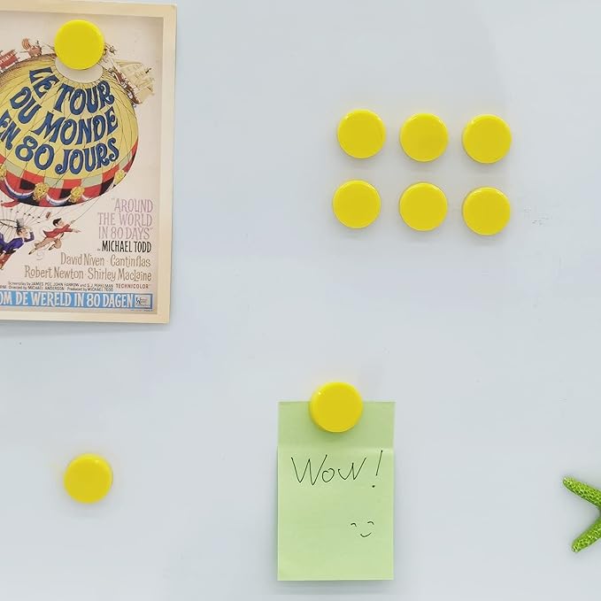 ZDZBLX 30 Pack Strong Fridge Magnets, Heavy Duty Round Refrigerator Magnets, Small Whiteboard Magnets for Fridge, Locker, Crafts, Kitchen, Office, Classroom, Mini Cute Magnet for Home School (Yellow)