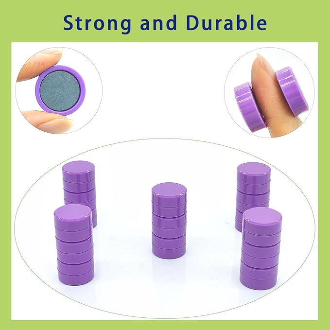 Fridge Magnets, 30 Pcs Strong Refrigerator Magnets,Heavy Duty Round Small Magnets for Whiteboard Fridge Locker Craft,Decorative Cute Mini Magnet for School Classroom Office Kitchen Home, Purple