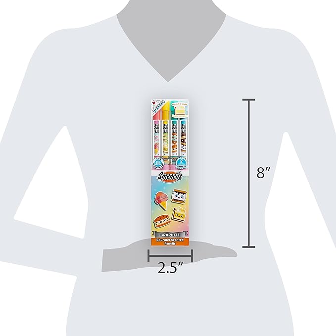Smencils Dessert Scented Pencils – HB #2 Graphite Pencils Made from Recycled Newspapers, 4 Pack, Long-Lasting Gourmet Scents, Fun School Supplies & Gifts for Kids, Teachers, Classroom Rewards