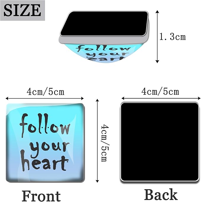 Photo Magnet Picture Custom Refrigerator Magnets Personalized Fridge Magnets (50MM Square-Text, 1PCS)