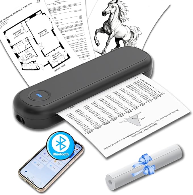 Wireless Thermal Printer L86, 203dpi High Clarity, Bluetooth Portable Inkless, Support for Roll/Folding Paper, 8.5 X 11in US Letter &Legal, A4&A5, Compatible with iOS, Android, Laptop & Pc (BLACK)
