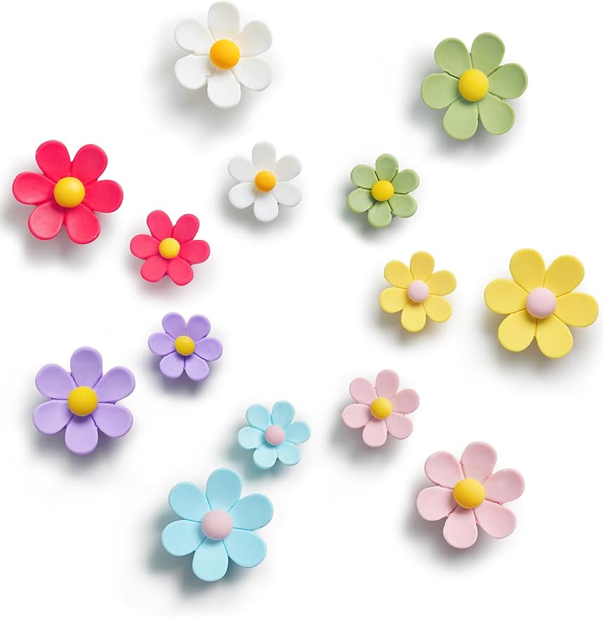 Mymazn Fridge Magnets Cute Refrigerator Magnets Colorful Decorative Magnets Funny 3D Flower Magnet for Office Kitchen Locker 14PCS (7 Small+7 Large)