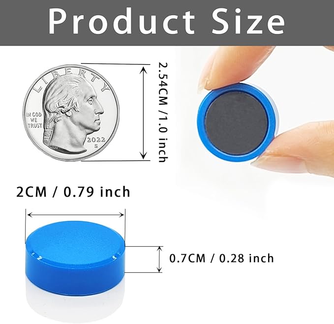 ZDZBLX Fridge Magnets, 20 Pcs Strong Refrigerator Magnets, Small Round Magnets for Whiteboard, Heavy Duty Mini Magnet, Cute Blue Magnet for Fridge, Locker, Kitchen, Office, Magnetic Board, Cabinets