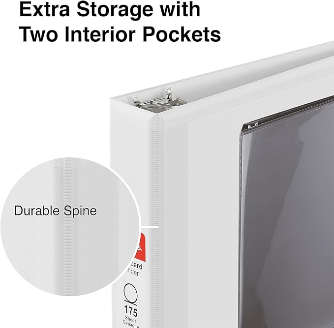 Staples 3-Ring Binder, 1 Inch D-Ring Organizer for Home, Office, School, Holds up to 220-Sheets, 12-Pack, White