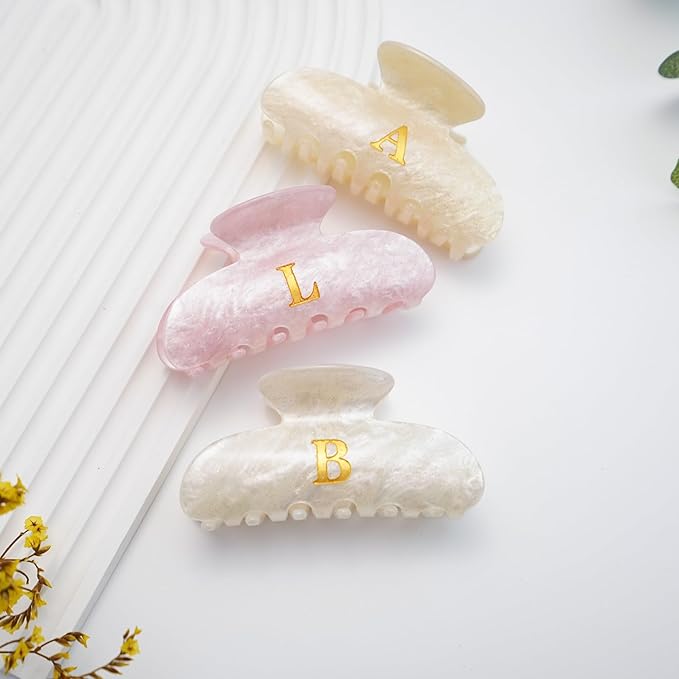 Initial Cute Hair Clips - White Letter Elegant Hair Claw Clips, Fashion Glitter Claw Clips Durable Hair Clips, Wedding Gift, Bridesmaid Gifts, Birthday Gifts, Christmas Gift, Letter E
