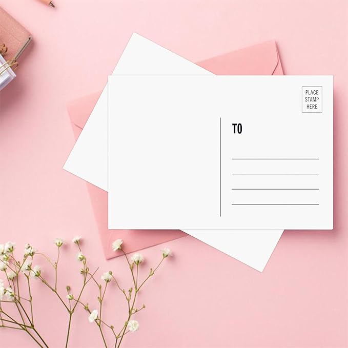 Blank Postcards for Mailing, 100 White 4x6, Mailable Postcards Set Make Your Own Printable Postcards 300gsm/14pt Postcard Paper Cardstock for DIY Mailing Christmas Thanksgiving Painting