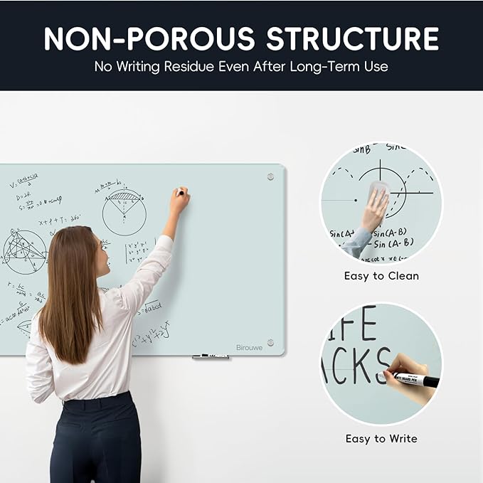 Magnetic Glass Whiteboard - Glass Dry Erase Board 36"x24" Large Frameless Glass Board for Walls Office School and Home