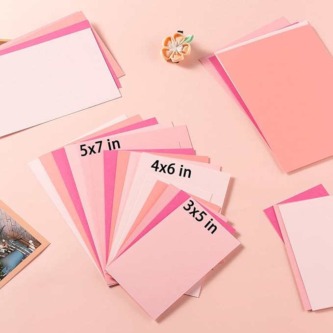 50 Sheets 3x5 Small Colored Cardstock Paper 5 Colors Blank Flash Cards, 250 GSM Heavy Card Stock for DIY Art Projects, Cards (Pink)