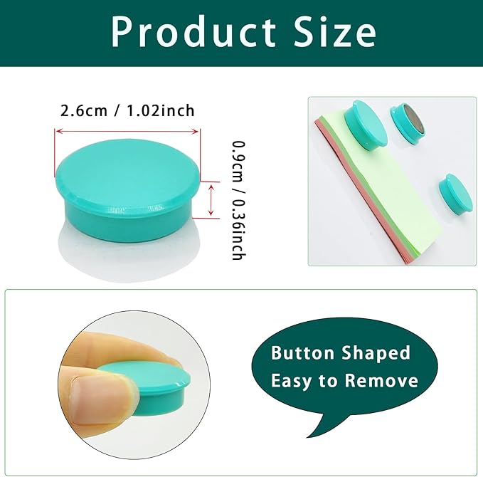 ZDZBLX Fridge Magnets, 30pcs Strong Refrigerator Magnets, Heavy Duty Small Magnets for Whiteboard, Office, Classroom, Lockers, Maps, DIY Crafts - Cute Mini Round Magnet for Fridge, Kitchen (Green)