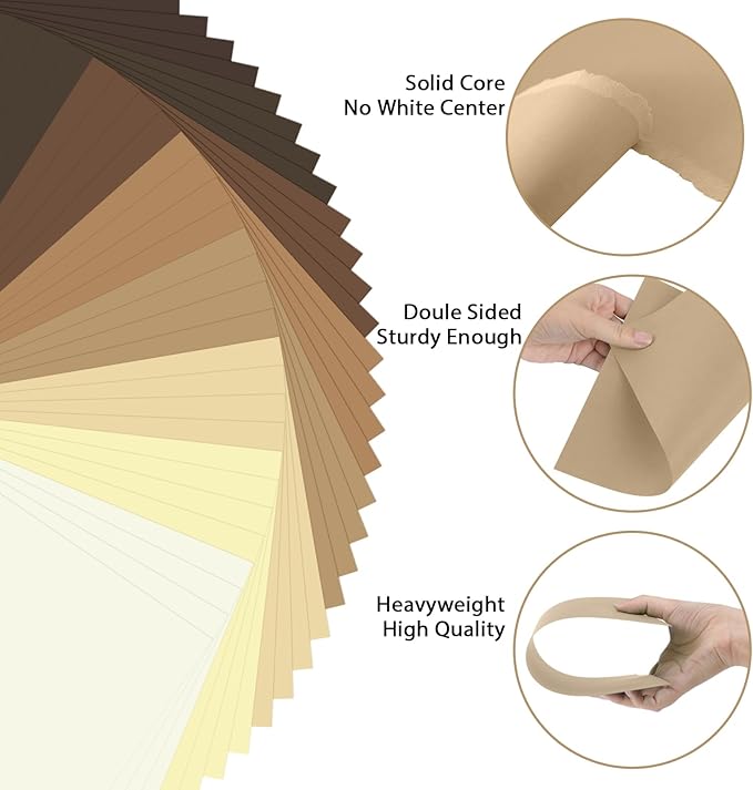 OcePor 80 Sheets Brown Cardstock Paper, Colored Printer Paper 8.5 x 11, Thick Construction for Cards Making, Scrapbook,Office Printing, Invitations, Certificates,DIY Crafting 92 lb/250gsm