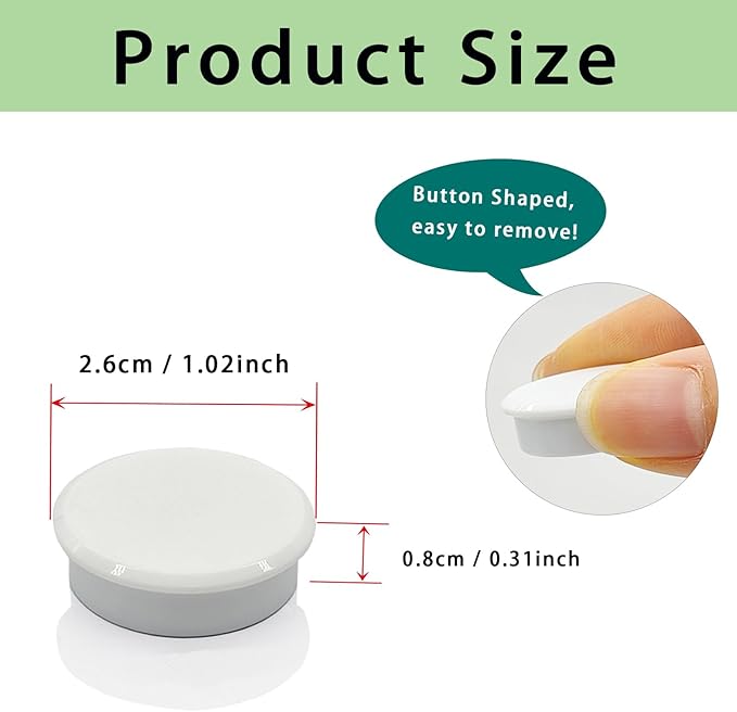 Fridge Magnets - 20PCS Small Strong Refrigerator Magnets, Heavy Duty Mini Magnets for Whiteboard Locker Map Classroom Kitchen Office School Use - Round Cute Decorative Magnet for Fridge (White)