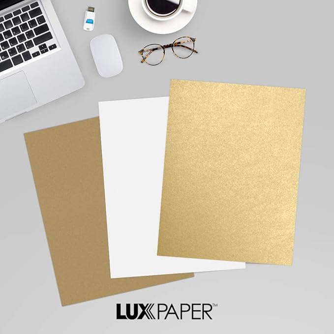 LUXPaper 8.5" x 11" Cardstock | Letter Size | Blonde Metallic | 107lb. Cover | 50 Qty